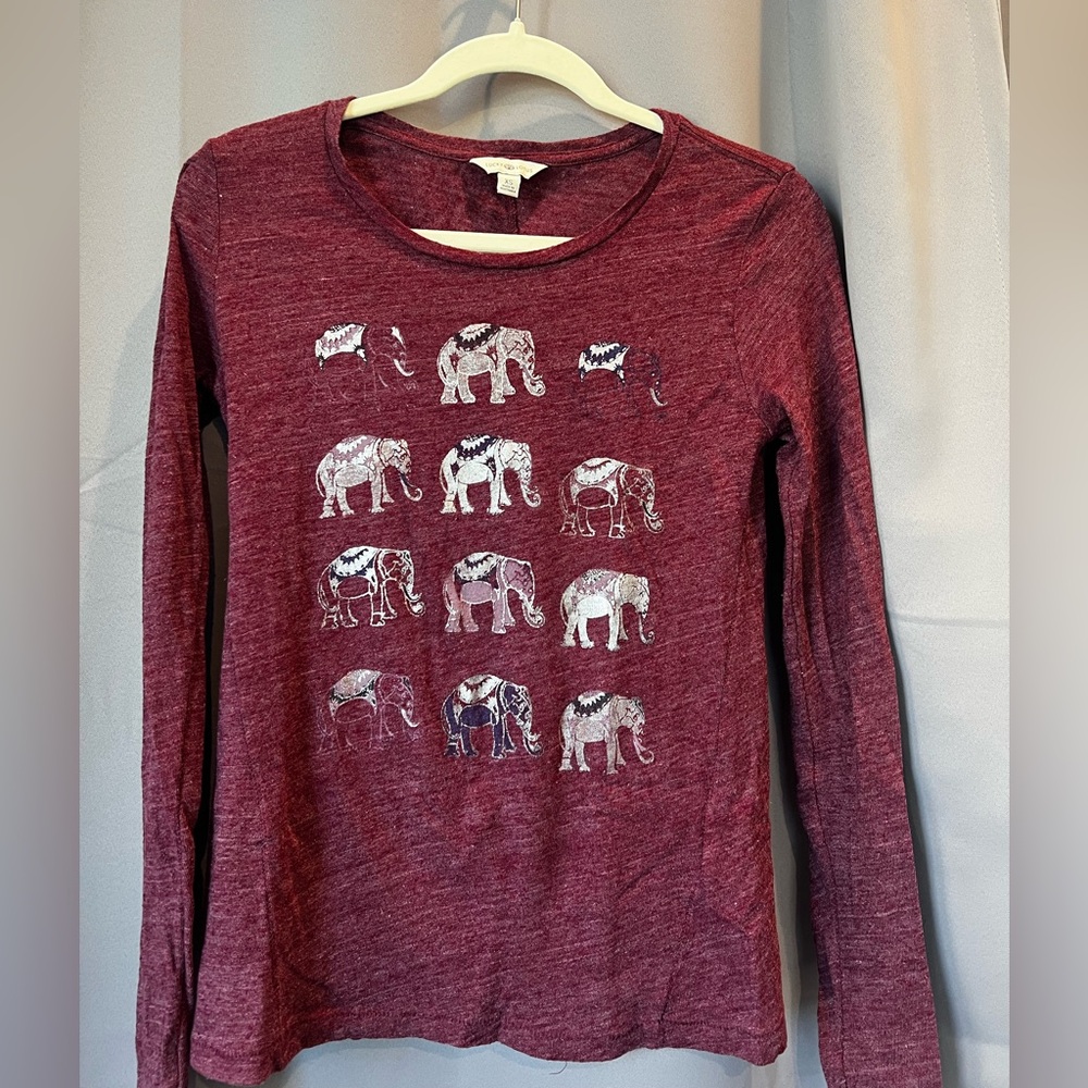 ⭐️3/$20 Lucky Brand- Elephant Print Long Sleeve Shirt Women’s XS